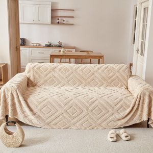 jeté de canapé polaire diamant marron