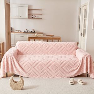 jeté de canapé polaire diamant rose