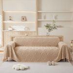 jeté de canapé polaire feuilles marron