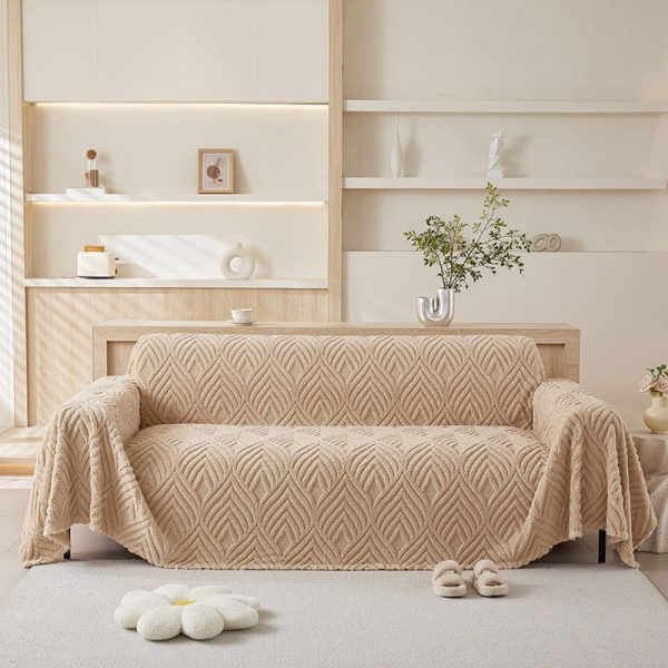 jeté de canapé polaire feuilles marron