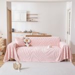 jeté de canapé polaire ondulations rose