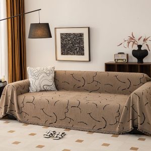 jeté de canapé tissé courbes camel