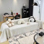 jeté de canapé tissé éclaboussures écru