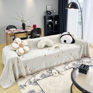 jeté de canapé tissé éclaboussures sable