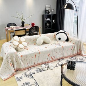 jeté de canapé tissé éclaboussures terracotta