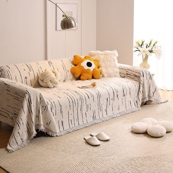 jeté de canapé tissé écorce gris