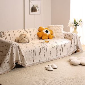 jeté de canapé tissé écorce sable