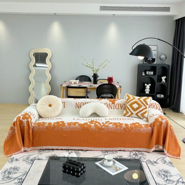 jeté de canapé tissé fashion orange