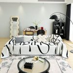 jeté de canapé tissé lettres modernes blanc