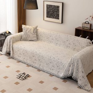 jeté de canapé tissé moucheté noir