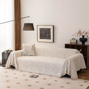 jeté de canapé tissé moucheté sable