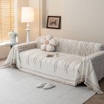 jeté de canapé tissé sable clair