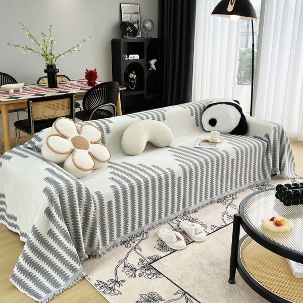 jeté de canapé tissé sylvestre gris clair