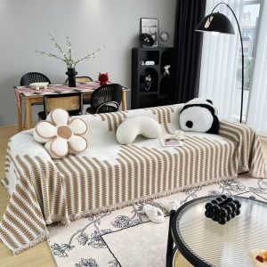 jeté de canapé tissé sylvestre marron clair