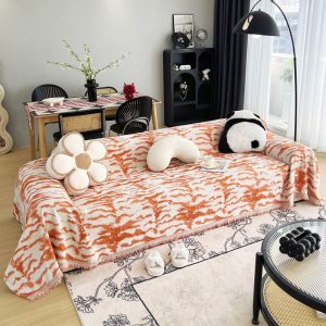 jeté de canapé tissé tigresse orange