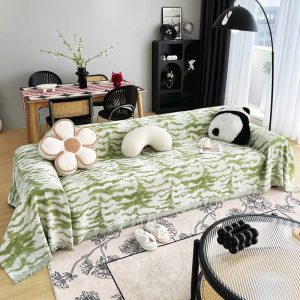 jeté de canapé tissé tigresse vert