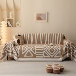 jeté de canapé tissé tribal camel