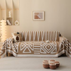 jeté de canapé tissé tribal camel