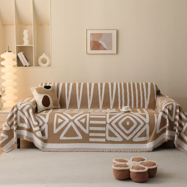 jeté de canapé tissé tribal camel