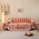 jeté de canapé tissé tribal orange
