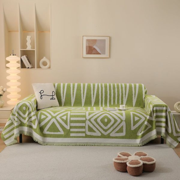 jeté de canapé tissé tribal vert