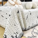 jeté de salon tissé éclaboussures noires