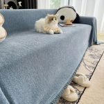 jeté de sofa herringbone bleu