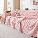 jeté décoratif en polaire rose ondulations