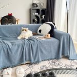 jeté décoratif herringbone bleu