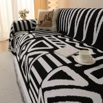 jeté décoratif noir tissé