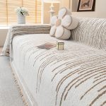 jeté décoratif tissé sable clair