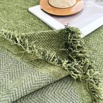 jeté en coton herringbone olive