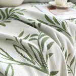 jeté en tissu doux feuillage vert