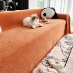 jeté en tissu herringbone orange