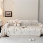 jeté en tissu sable clair