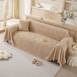 jeté polaire déco feuilles marron