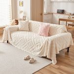 jeté polaire écru pour canapé