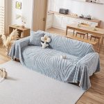 jeté polaire ondulations bleu