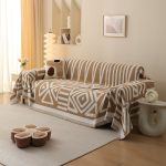 jeté tartan camel pour canapé