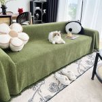 jeté tissé herringbone olive