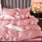 linge de lit rose pêche type satin