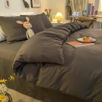 literie moderne housse de couette gris foncé