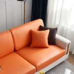 orange - 1 pièce - housses de coussin en simili cuir imperméable 40x40cm
