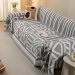 plaid de canapé tissé tribal gris