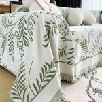 plaid vert feuillage élégant pour canapé