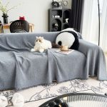 plaide herringbone gris pour salon