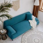 protection de canapé déperlante bleu turquoise