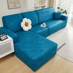 protection de canapé en simili cuir bleu turquoise