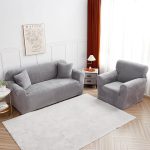 protection de fauteuil velours gris clair