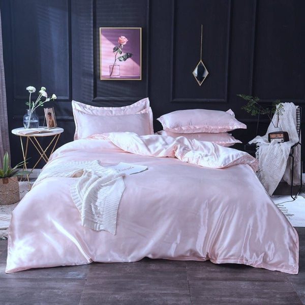 rose clair type satin drap housse